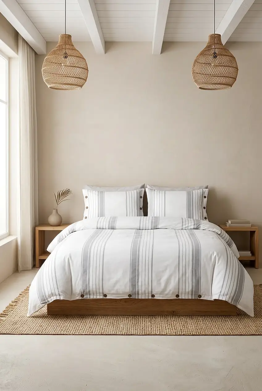 Cotton Collection Çift Kişilik Çizgili Nevresim Seti Mistray