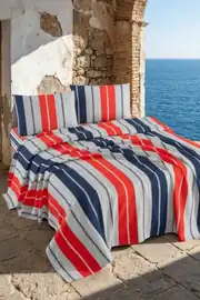 La Notte Marin Stripe Çift Kişilik 4 Parça Pike Takımı 210x230 + 160x200 + 2/50x70 cm 5