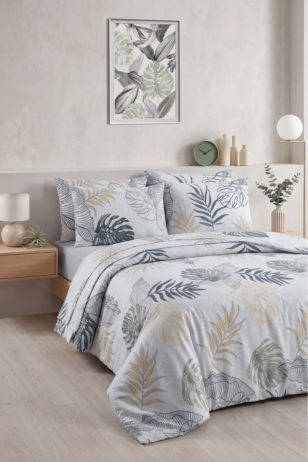 Cotton Collection Flanel R Çift Kişilik Nevresim Takımı Autumn Yeşil