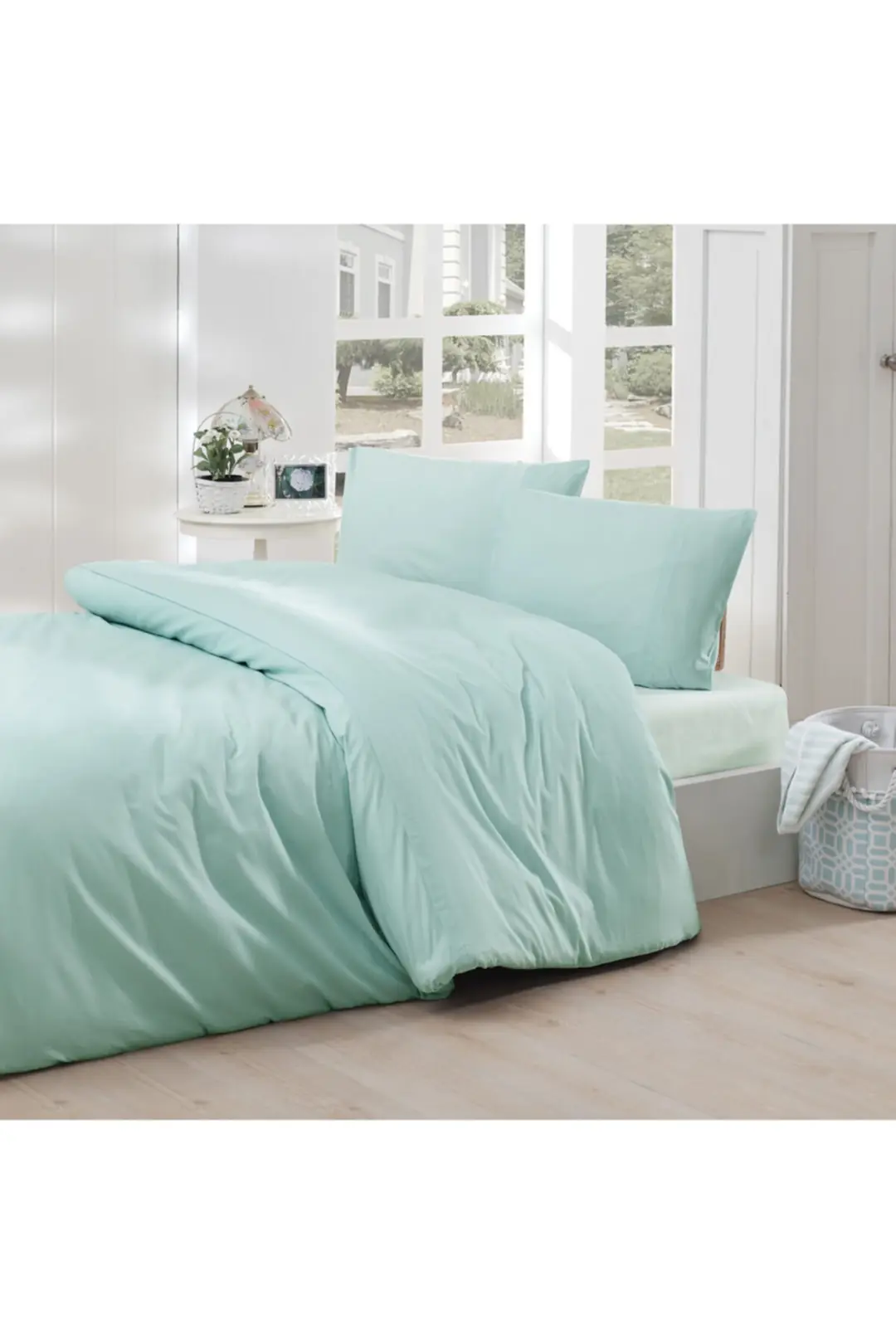 Cotton Collection Ranforce Battal Ebat Nevresim Takımı Simple Mint 2