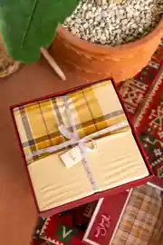 Kışlık Pazen Çift Kişilik Nevresim Takımı Yellow Beige 6