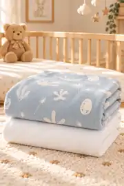 La Notte Baby Flanel İkili Bebek Battaniyesi Blue Garden 2