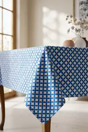 Cotton Collection Döşemelik Masa Örtüsü Mist Mavi 150x150 2