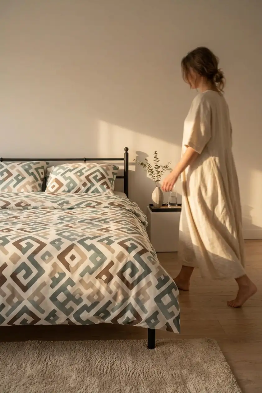 Cotton Collection Kışlık Pazen Tek Kişilik Nevresim Seti Geo Harmony 4