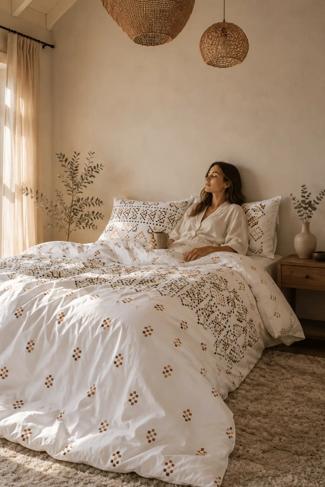 Cotton Collection Kışlık Pazen Tek Kişilik Nevresim Seti Boho Pearl 6