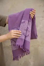 Cotton Collection Bukle Plaj Havlusu Çapa Mor 3