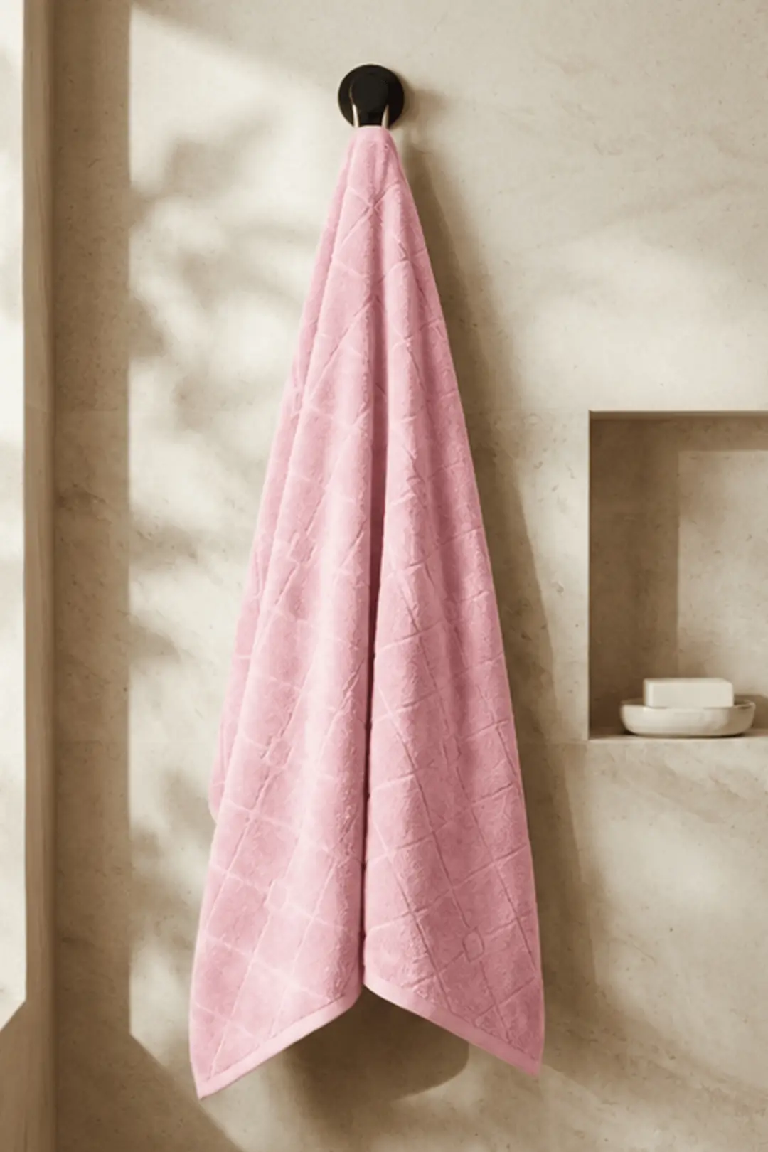 La Notte Flora King Kadife Duş Havlusu Pembe 70x150 cm