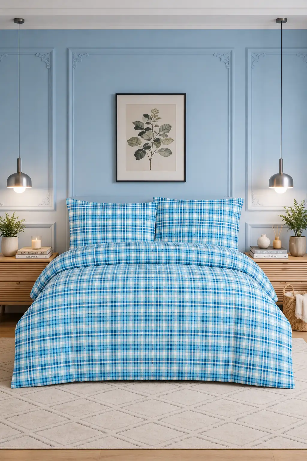 Cotton Collection Mann Flanel Çift Kişilik Nevresim Takımı 200x220 + 160x200 + 2/50x70 cm