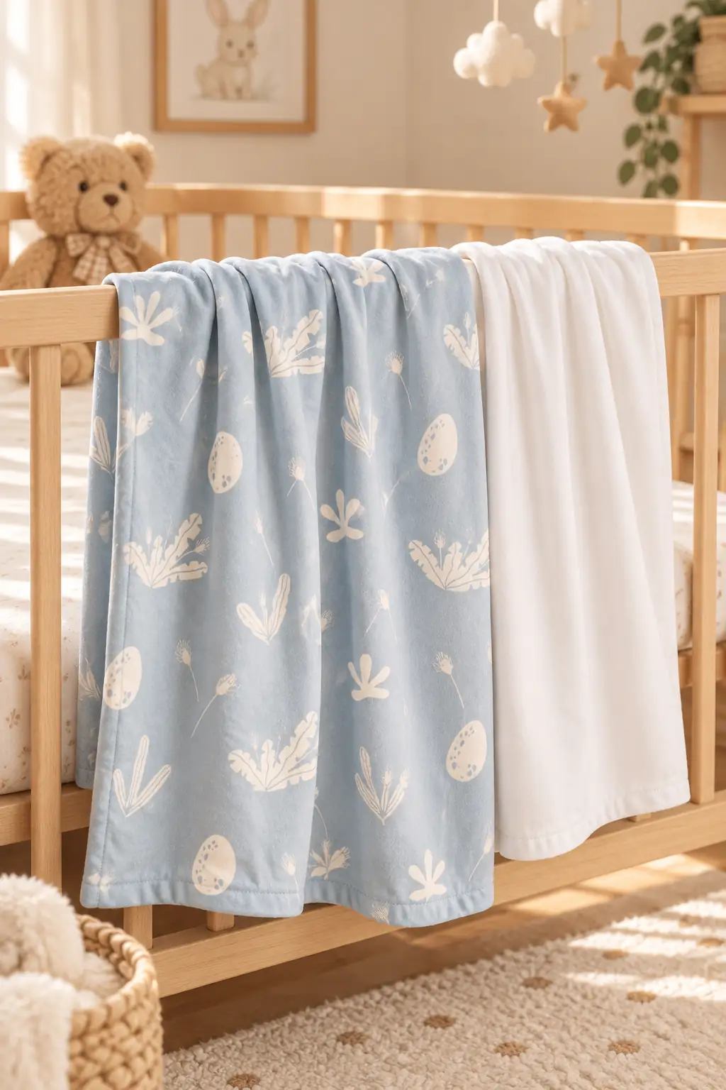 La Notte Baby Flanel İkili Bebek Battaniyesi Blue Garden