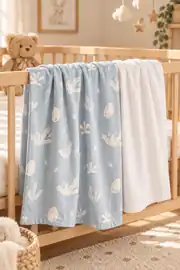 La Notte Baby Flanel İkili Bebek Battaniyesi Blue Garden 1