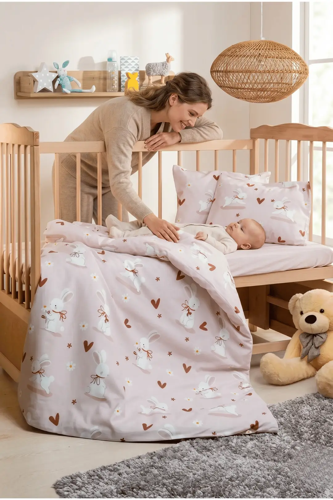 Cotton Collection %100 Pamuk Bebek Nevresim Takımı Bunnies 5
