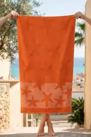 Cotton Collection Bukle Plaj Havlusu Yıldız Orange 3