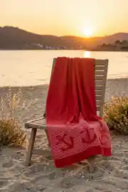 Cotton Collection Bukle Plaj Havlusu Çapa Kırmızı 1