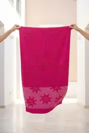 Cotton Collection Bukle Plaj Havlusu Çark Fuşya 2