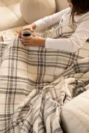 La Notte Çift Kişilik Battaniye Krem Gri 2