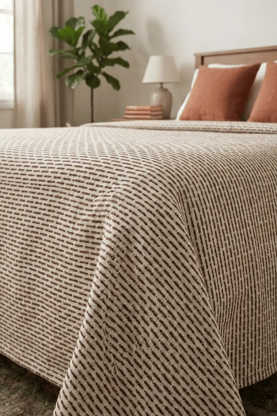 Cotton Collection Dash Çift Kişilik Pike Kahve 210x230 cm 3