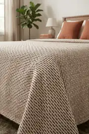 Cotton Collection Dash Çift Kişilik Pike Kahve 210x230 cm 3