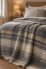 La Notte Scotch Pamuklu Trendy Çift Kişilik Battaniye Gri 2