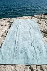 La Notte Summer Anchor %100 Pamuk Plaj Havlusu Açık Mavi 70x140 10