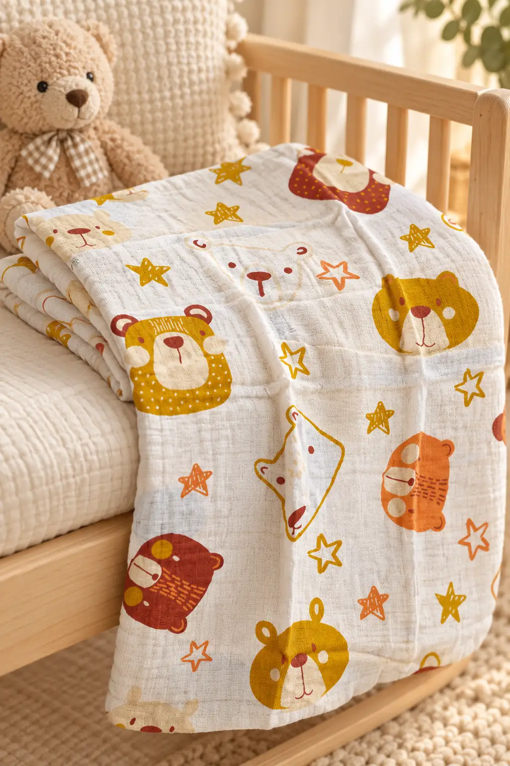 Cotton Collection Müslin Bebek Örtü Little Bears 3