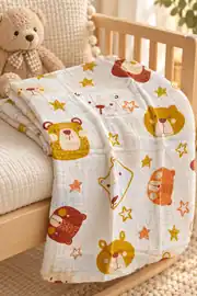 Cotton Collection Müslin Bebek Örtü Little Bears 3