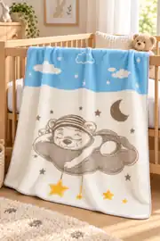Cotton Collection Bebek Battaniye Mavi 1
