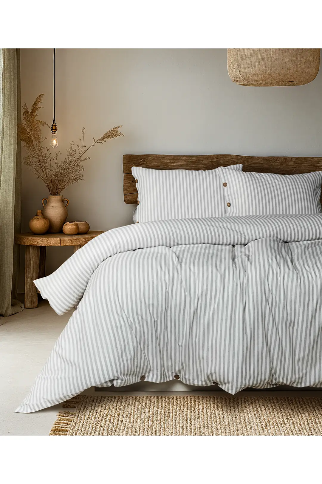 Cotton Collection Tek Kişilik Çizgili Nevresim Seti Reveboheme 6
