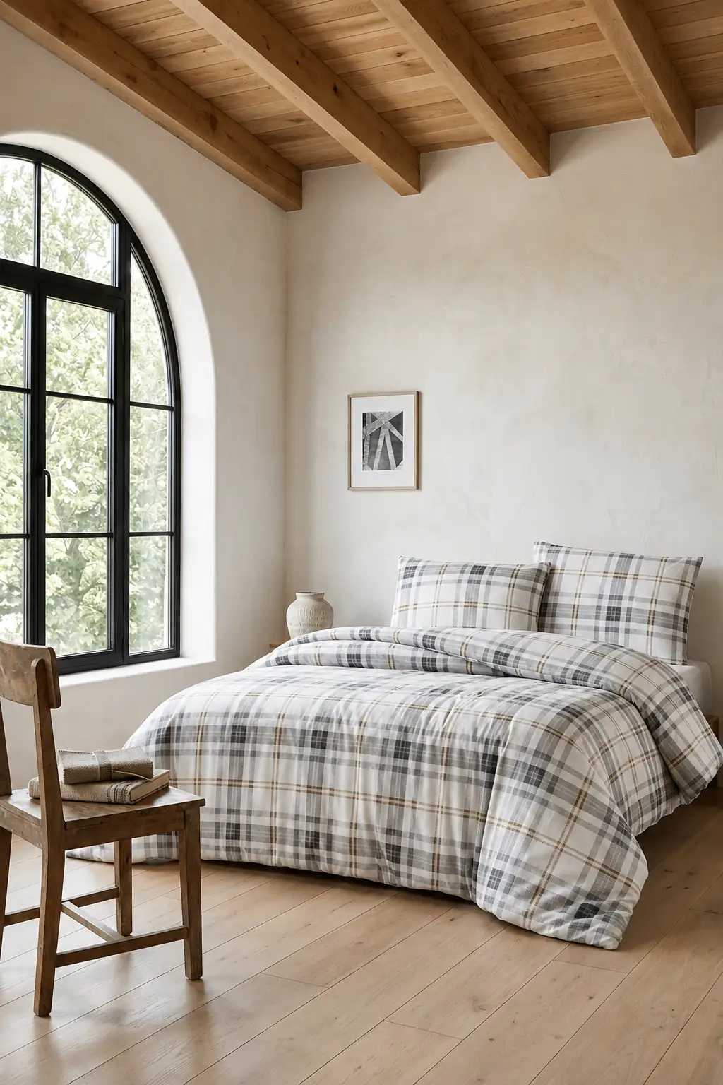 Cotton Collection Flanel Çift Kişilik Nevresim Takımı Gray Natur