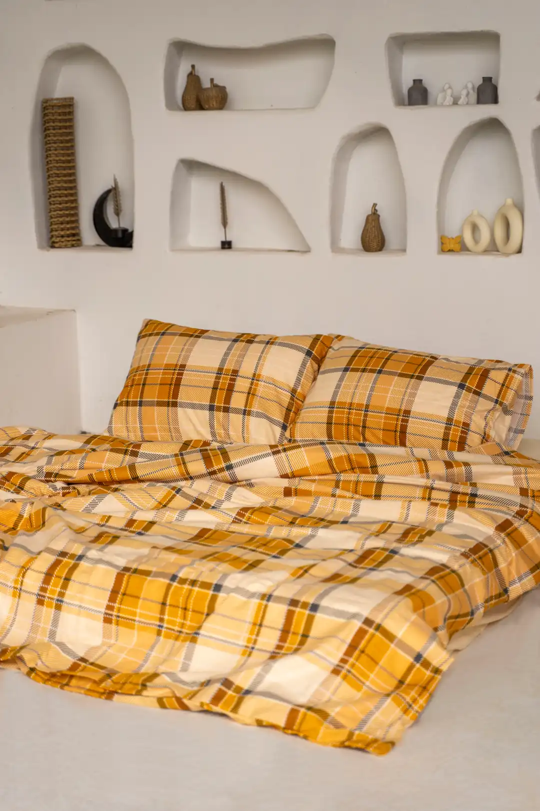 Kışlık Pazen Çift Kişilik Nevresim Takımı Yellow Beige 1