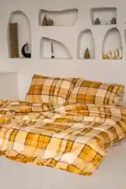 Kışlık Pazen Çift Kişilik Nevresim Takımı Yellow Beige 1