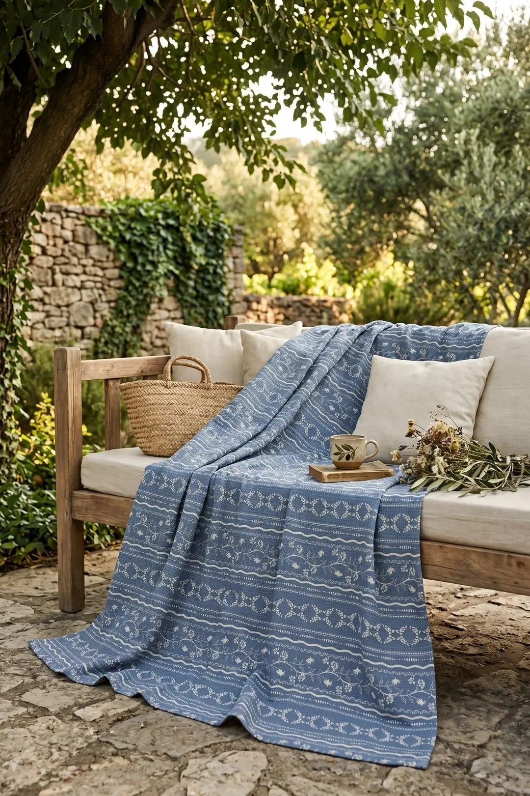 Cotton Collection Çift Kişilik Pike Blue Cottage 210x230 5
