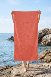 La Notte Summer Palmiye Kadife Plaj Havlusu Pembe 70x140 cm 1