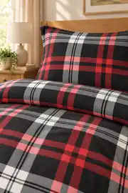 Cotton Collection Flanel Çift Kişilik Nevresim Seti Black Plaid 3