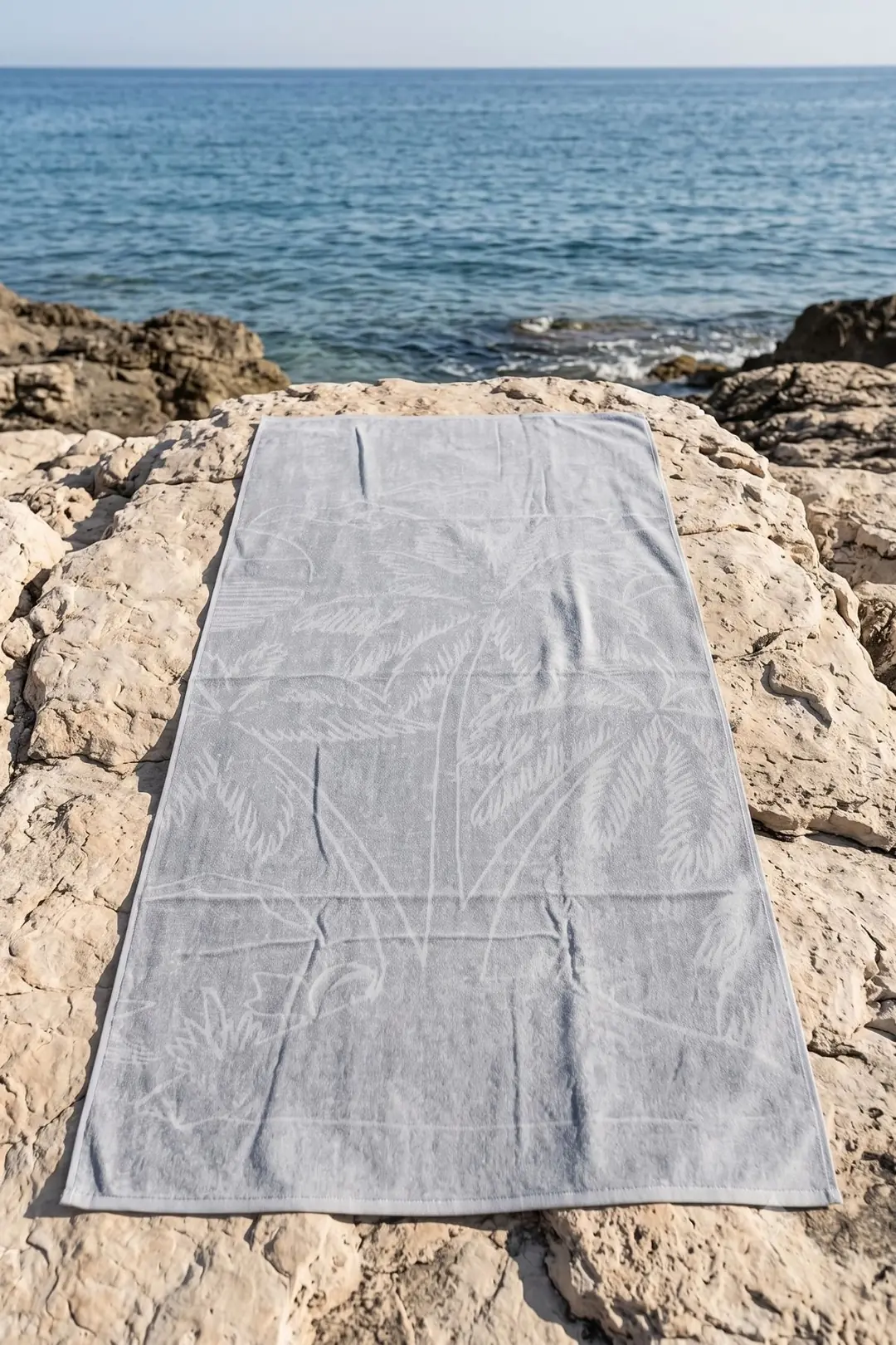 La Notte Summer Palmiye Kadife Plaj Havlusu Gri 70x140 cm 3