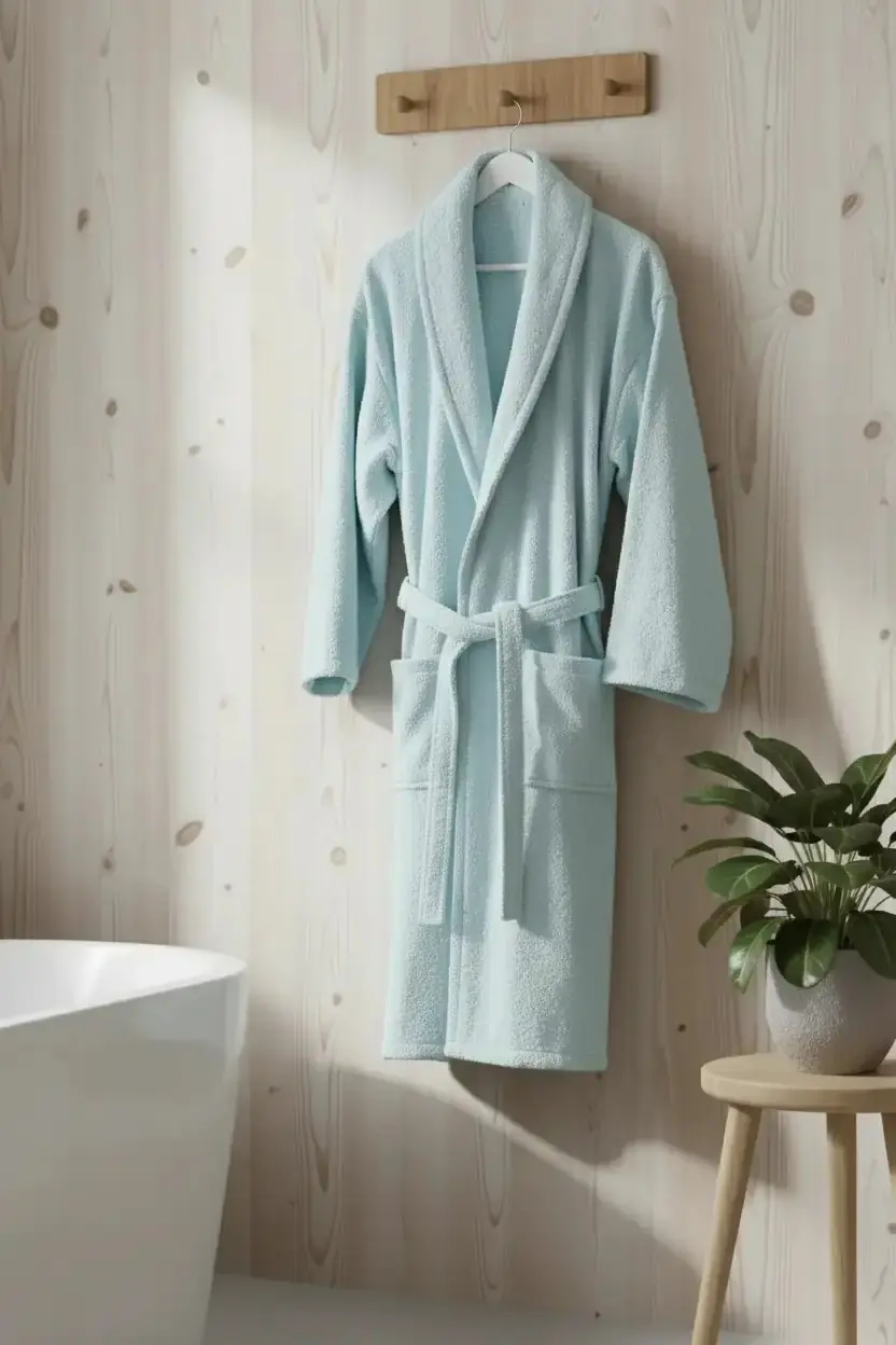 Cotton Collection Bukle Large Bornoz Düz Mint 3