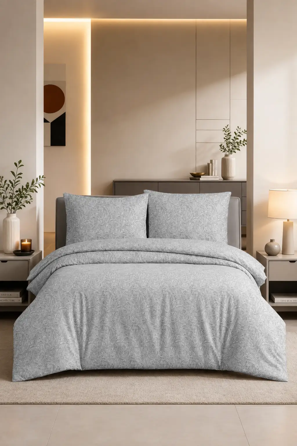 Cotton Collection Chale Flanel Çift Kişilik Nevresim Takımı 200x220 + 160x200 + 2/50x70 cm