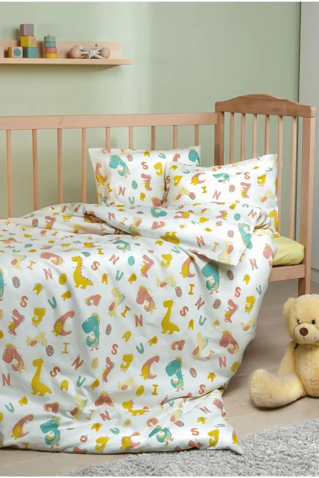 Cotton Collection %100 Pamuk Bebek Nevresim Takımı Dinosaurs