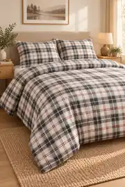 Cotton Collection Flanel Çift Kişilik Nevresim Seti Red Black Plaid 2