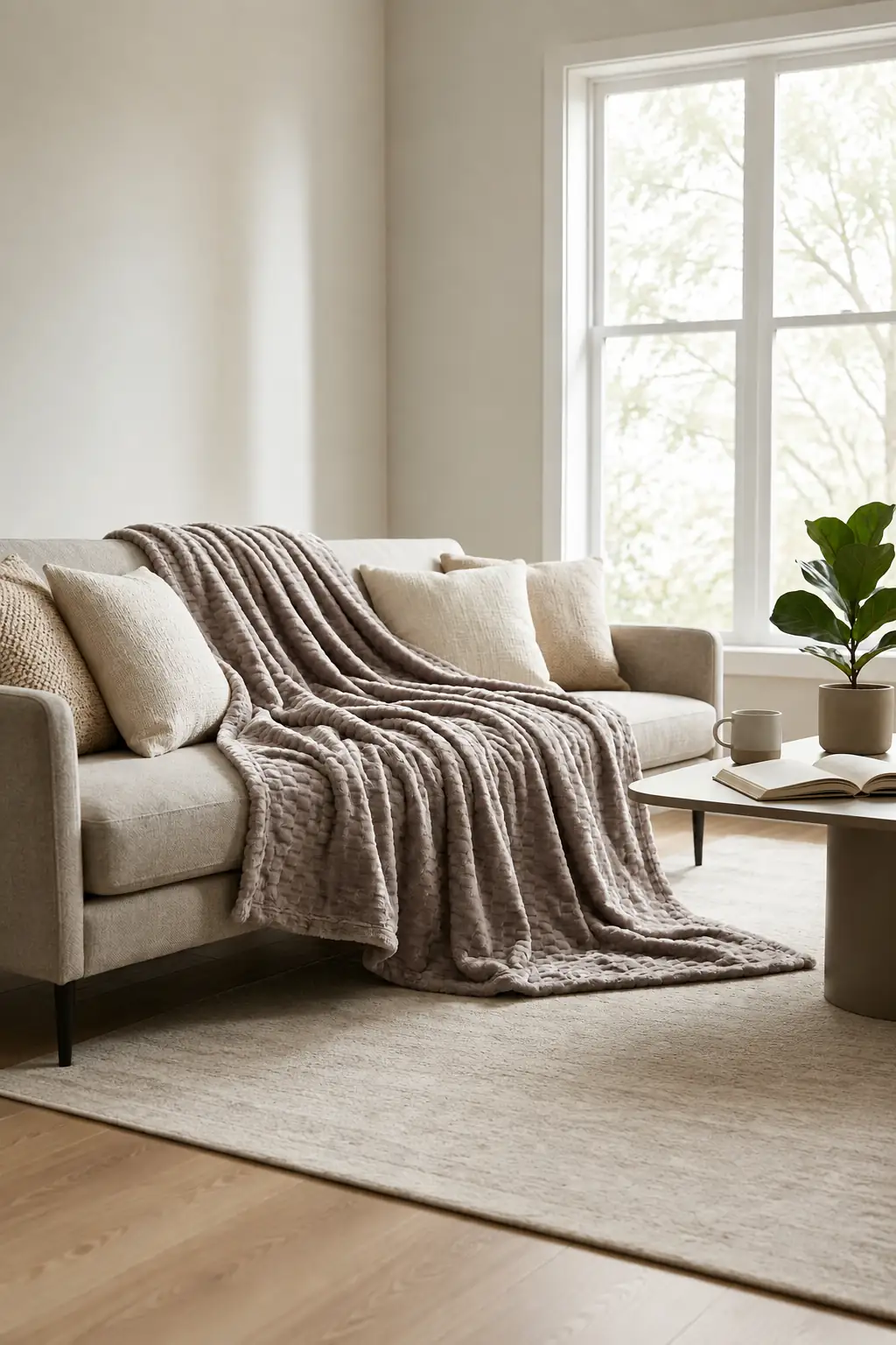 La Notte Soft Elegant Çift Kişilik Battaniye Vizon