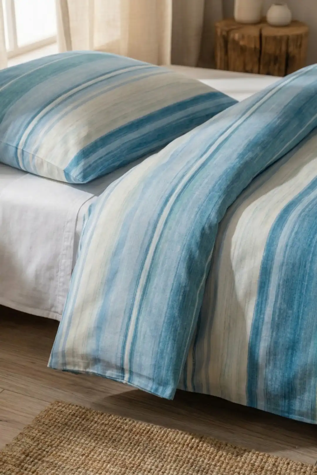 Cotton Collection Çift Kişilik Lastikli Çarşaflı Nevresim Takımı Su Yolu 3