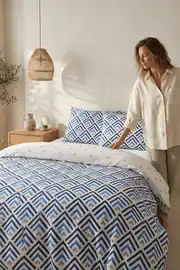Cotton Collection Ranforce Çift Kişilik Nevresim Seti Ritm Mavi 2