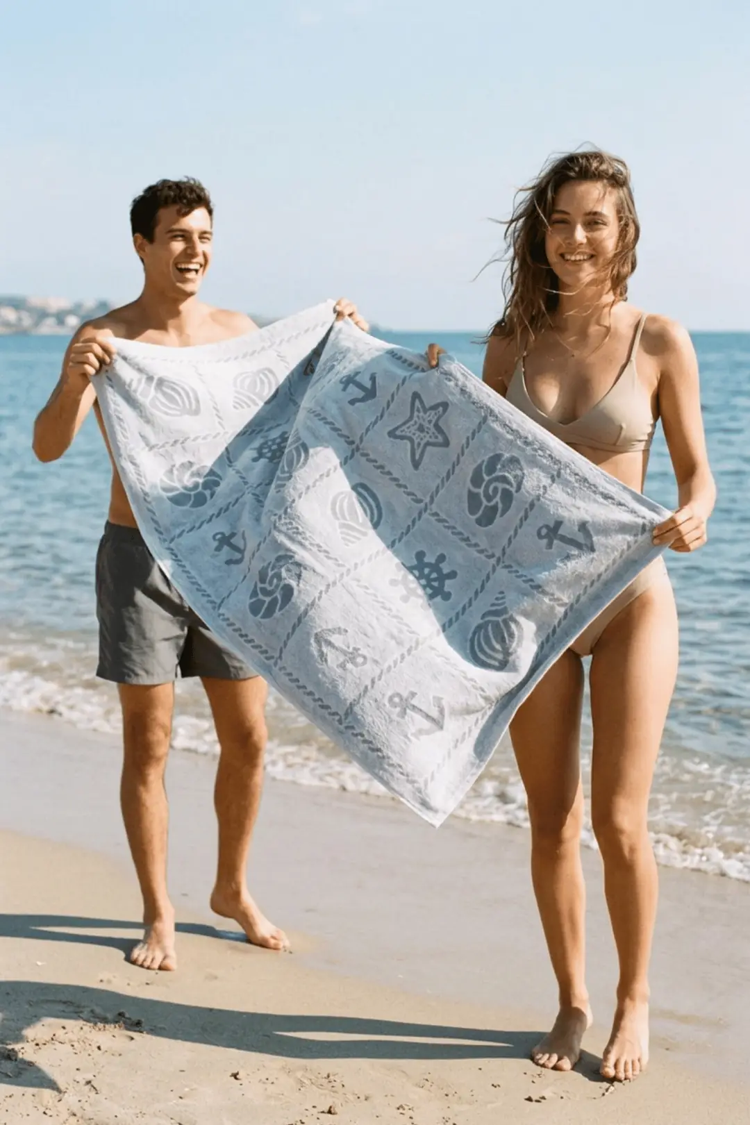 La Notte Summer Anchor %100 Pamuk Plaj Havlusu Gri 70x140 5