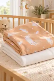 Flanel İkili Bebek Battaniyesi Coral 2