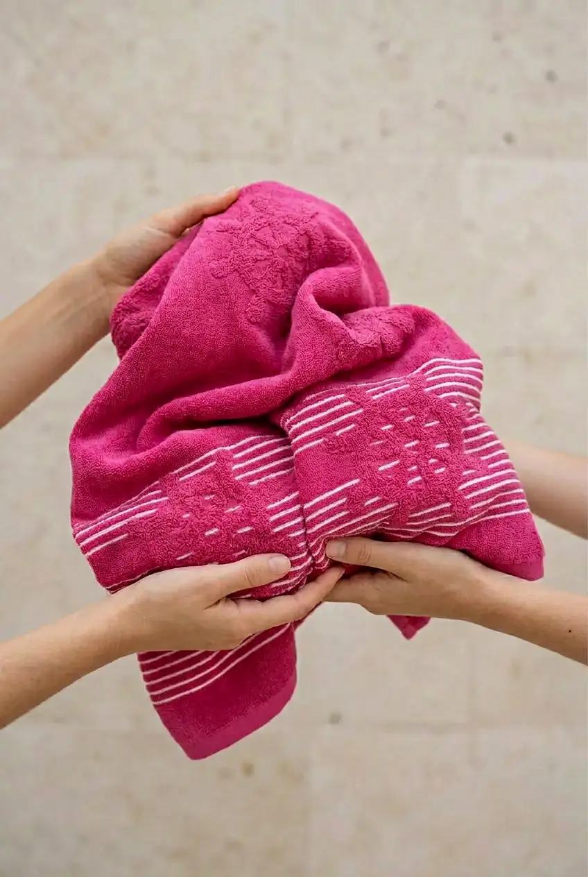 Cotton Collection Bukle Plaj Havlusu Çark Fuşya 3