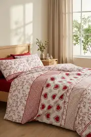 Cotton Collection Ranforce Tek Kişilik Nevresim Takımı Red Bonita 2