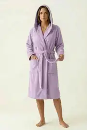Cotton Collection Bukle Medium Bornoz Düz Lila 2