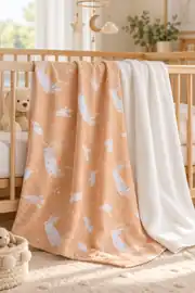 Flanel İkili Bebek Battaniyesi Coral 1