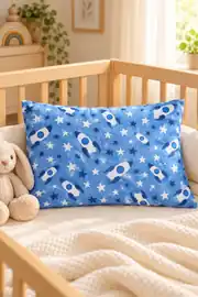 Cotton Collection Kışlık Pazen 2'li Bebek Yastık Kılıfı Rocket 2