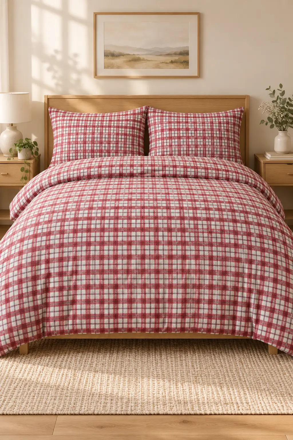 Cotton Collection Flanel Çift Kişilik Nevresim Seti Square