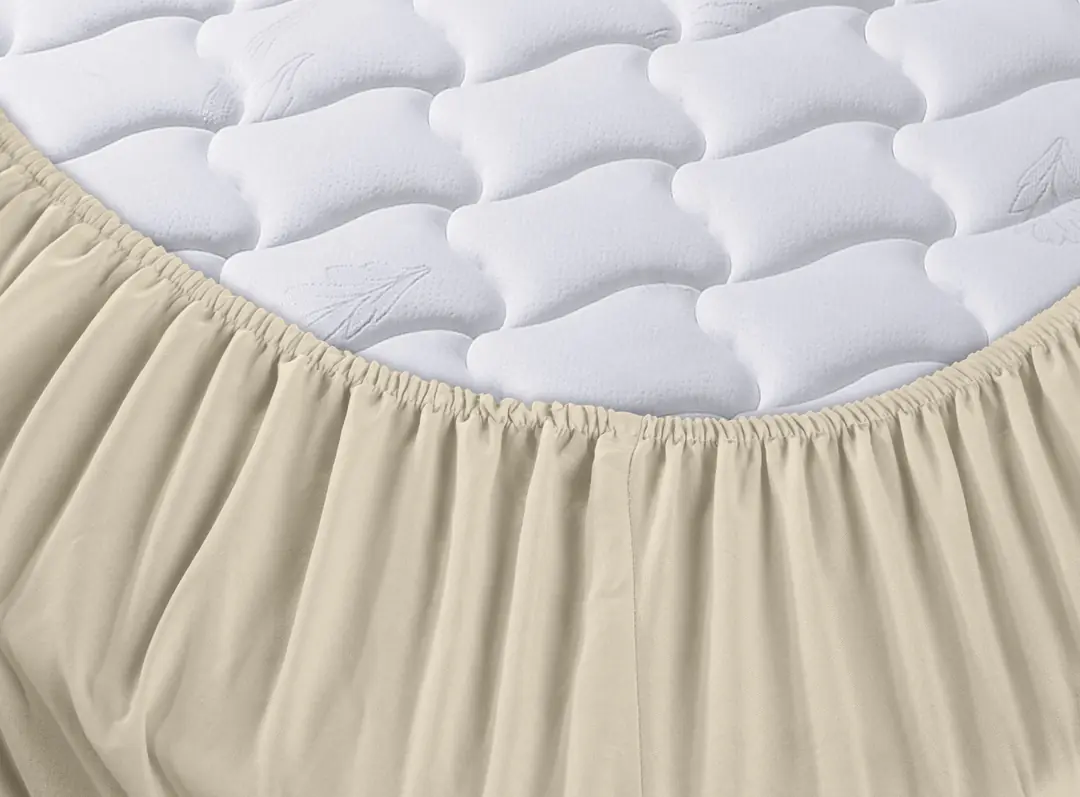Cotton Collection Ranforce Çift Kişilik Fitted Düzboya Krem